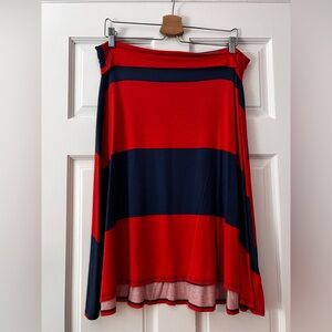 LulaRoe Azure Red and Navy Striped Women's Skirt